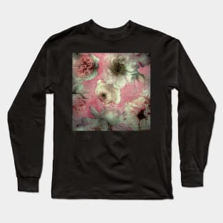 PINK GREY WATER COLOUR ROSES 80S DECO POSTER ART PRINT Long Sleeve T-Shirt